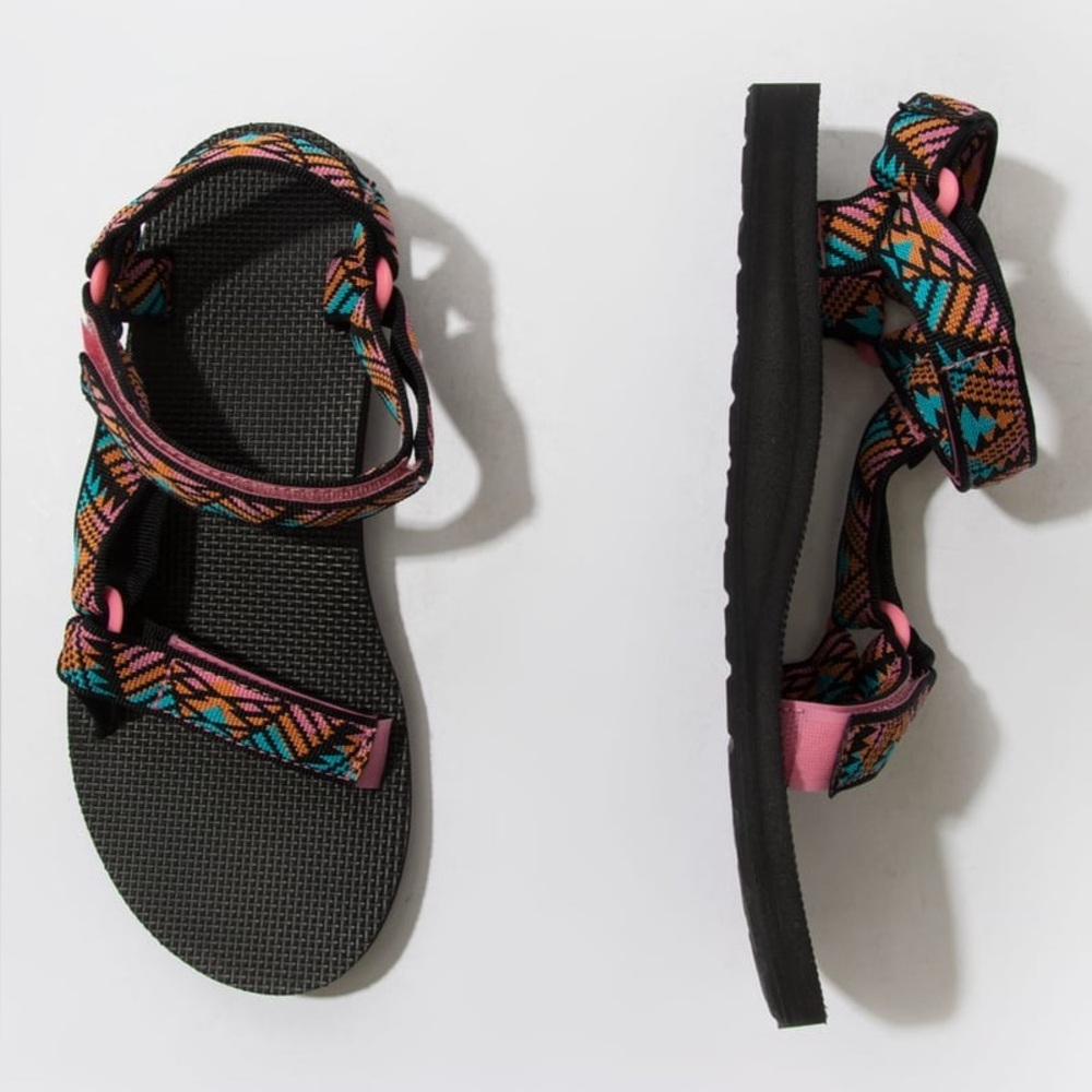 Teva Women's Geometric Strap Sandals - Pink, Turquoise, Black